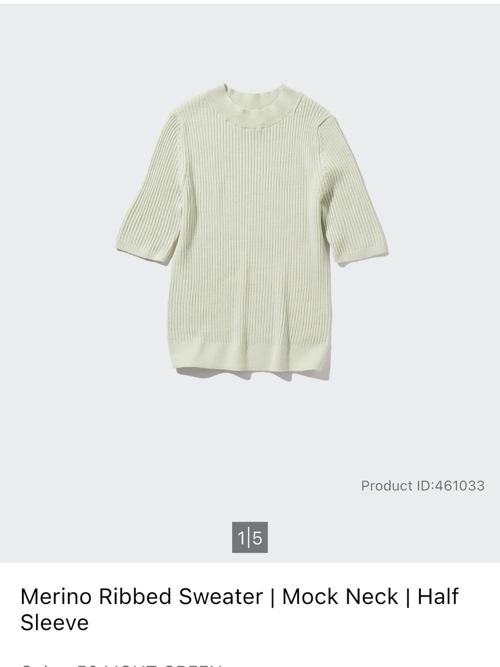 Uniqlo Merino Ribbed Mock Neck Sweater - light green